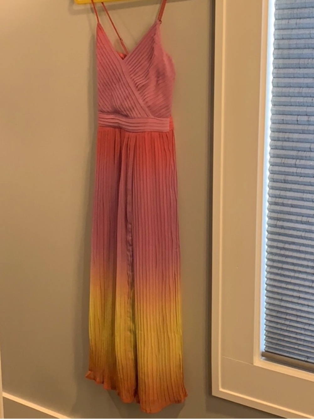 Leith Ombré Pleated Pink to Yellow Maxi Dress